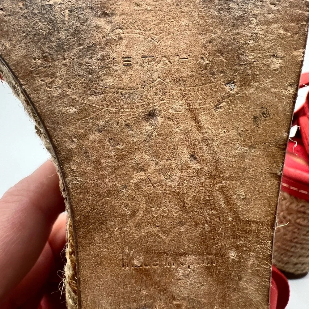 Elie Tahari Elastic Strap Red Espadrille Wedge Sandals